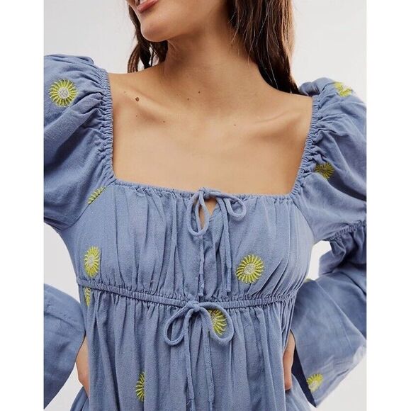 Free People Emory Embroidered Midi Dress Size L - Picture 3 of 10